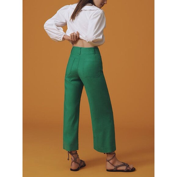 NWT Size 16W -The Colette Linen Blend Crop Wide-Leg Pants in Green (NWT USD 138) - Picture 5 of 16